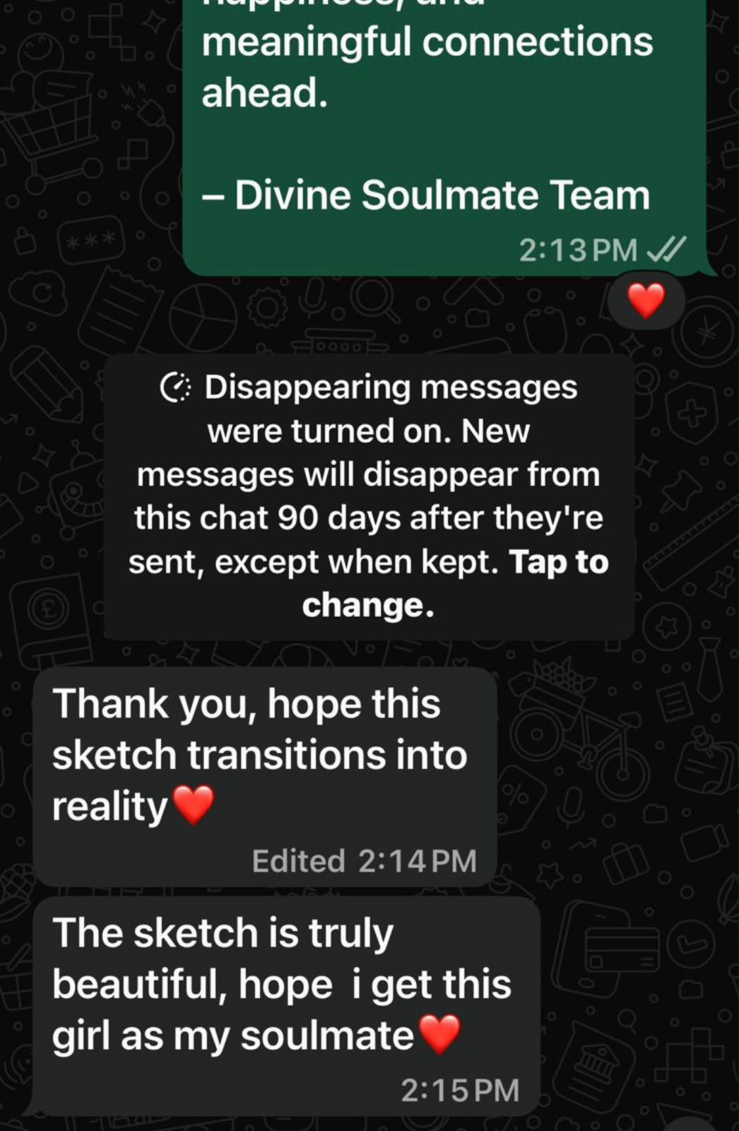 Divine Soulmate WhatsApp testimonial screenshot